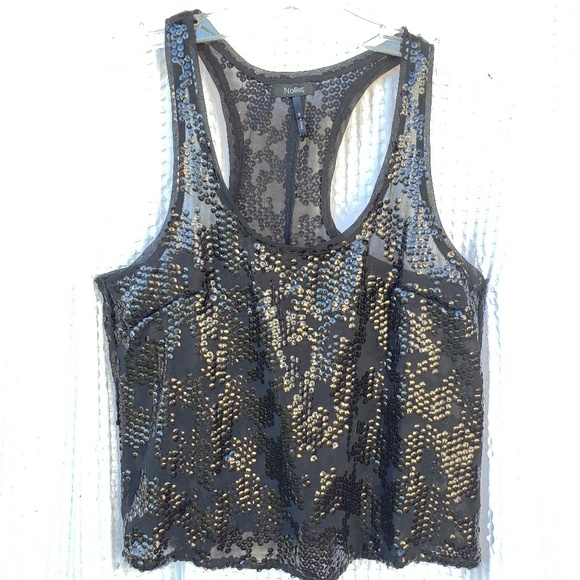 ♡3/$20 Black sheer and sequins crop tank - Picture 1 of 6